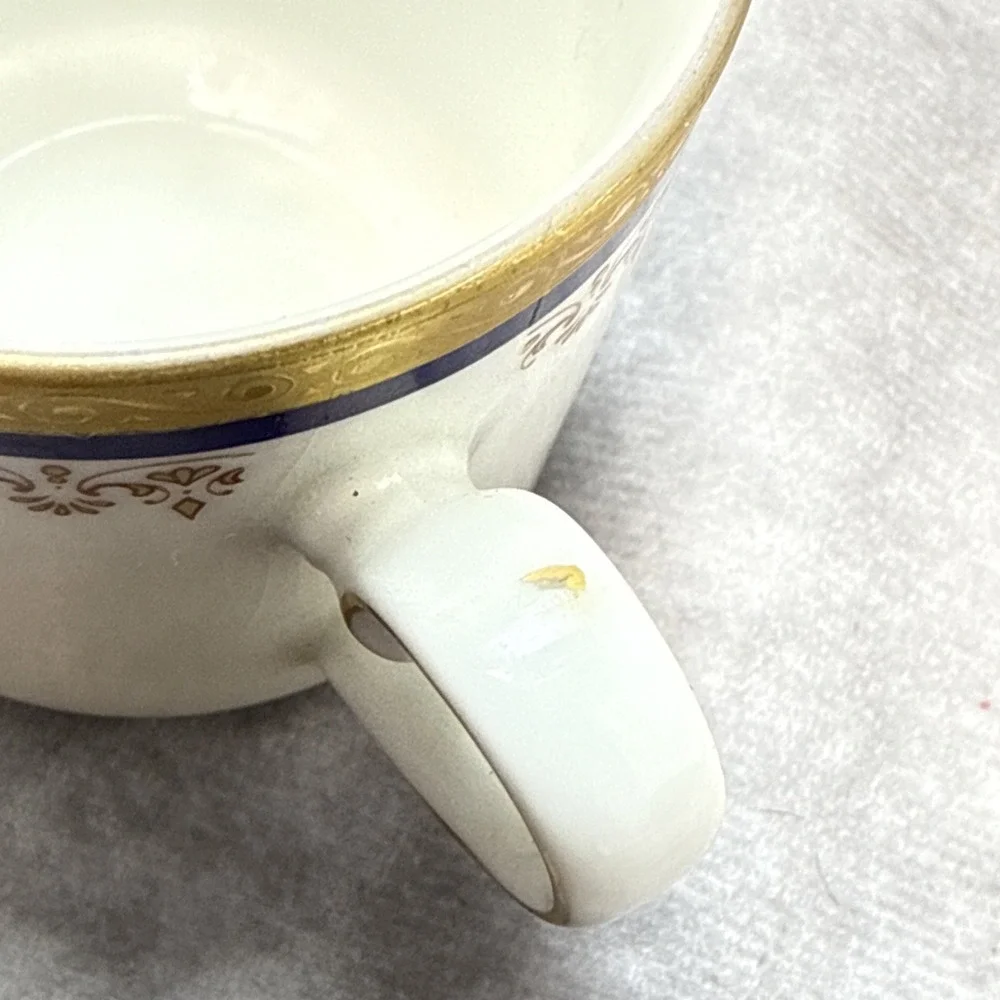 Tirschenreuth Bavaria Demitasse‎ Cup & Saucer Cobalt Blue Gold Germany VTG